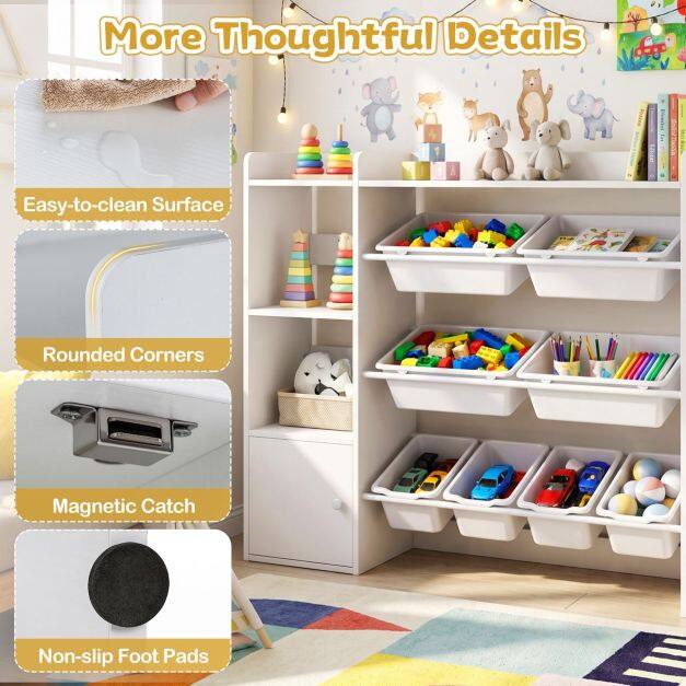 Kids Toy Storage Organizer with 8 Removable Bins and Cabinet for Toddler-White Kids Toy Storage Organizer with 8 Removable Bins and Cabinet for Toddler-White