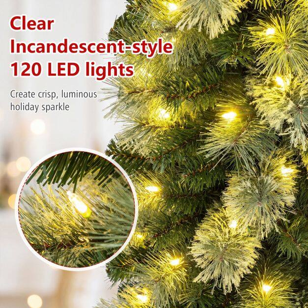 180 cm Pre-lit Pencil Christmas Tree with 120/150 Warm White LED Lights and 8 Modes