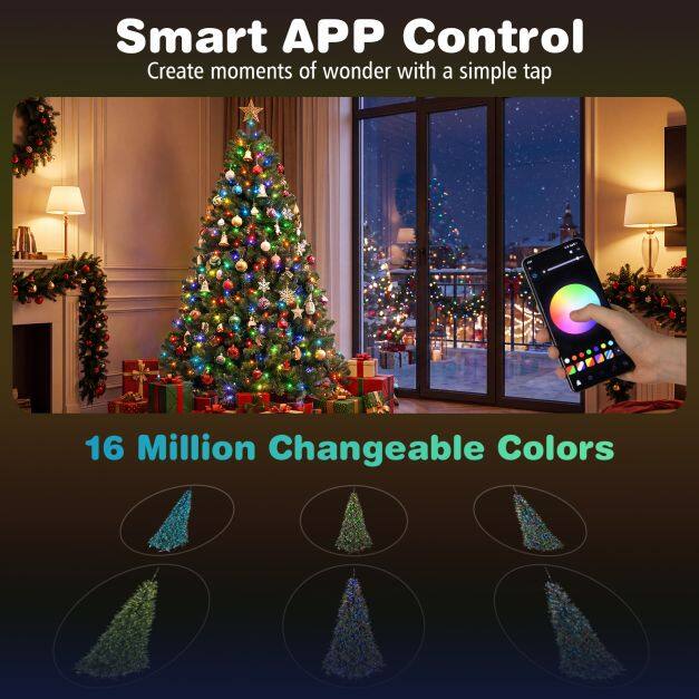 Pre-lit Christmas Tree with 1072 Branch Tips and 300 Multifunctional White and Multi-color RGB Lights-180 cm Pre-lit Christmas Tree with 1072 Branch Tips and 300 Multifunctional White and Multi-color RGB Lights-180 cm
