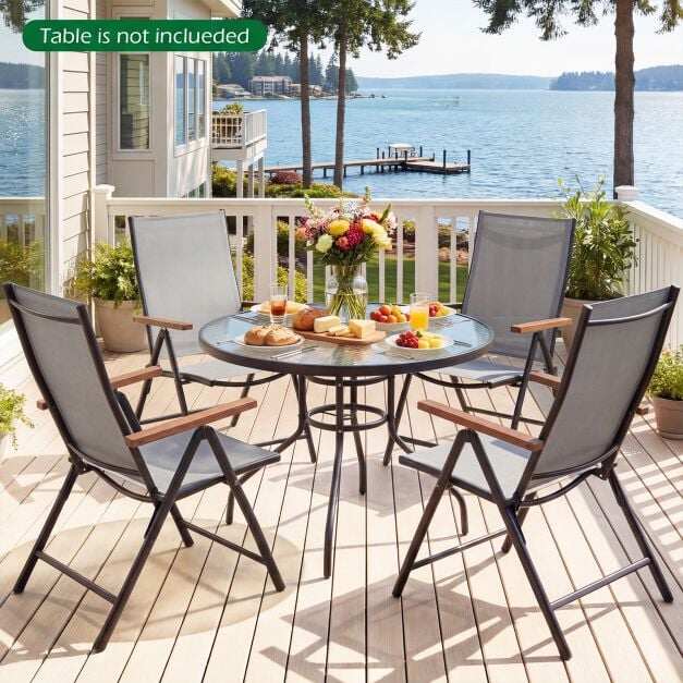 Set of 2 garden chairs with 5-position adjustable backrest, foldable balcony chairs, up to 150 kg, grey Set of 2 garden chairs with 5-position adjustable backrest, foldable balcony chairs, up to 150 kg, grey