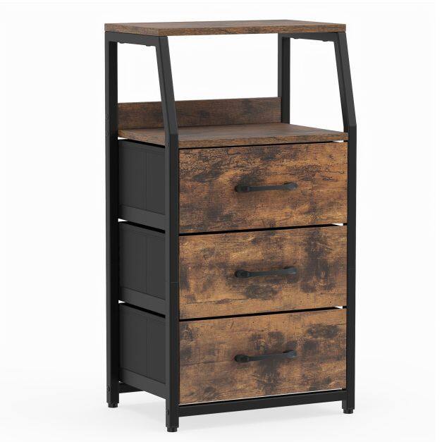3-Drawer Storage Cabinet Vertical Storage Dresser with Detachable-Rustic Brown 3-Drawer Storage Cabinet Vertical Storage Dresser with Detachable-Rustic Brown