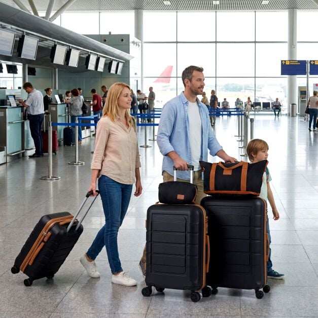 5-osaline pagasikomplekt TSA luku ja 4 pöörleva rattaga - must