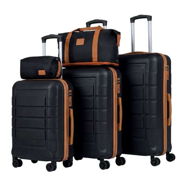 5-osaline pagasikomplekt TSA luku ja 4 pöörleva rattaga - must