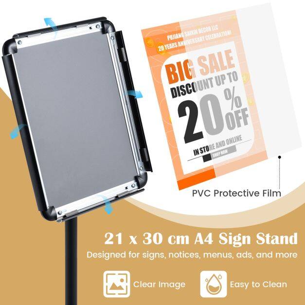 8,5 x 28 cm sildihoidja klõpsuga avatava raami ja 360° pöörlemisega - must