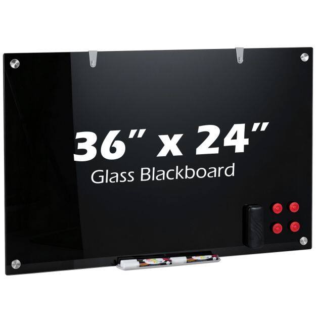 36” x 24” Magnetic Glass Board Frameless Whiteboard for Office Home-Black 36” x 24” Magnetic Glass Board Frameless Whiteboard for Office Home-Black