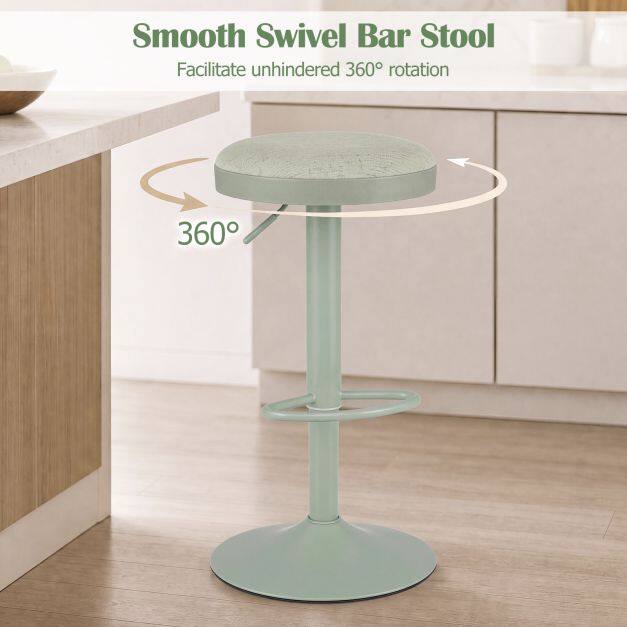 1 Piece Kitchen Bar Stool with Height Adjustment and D-Shaped Footrest-Green 1 Piece Kitchen Bar Stool with Height Adjustment and D-Shaped Footrest-Green