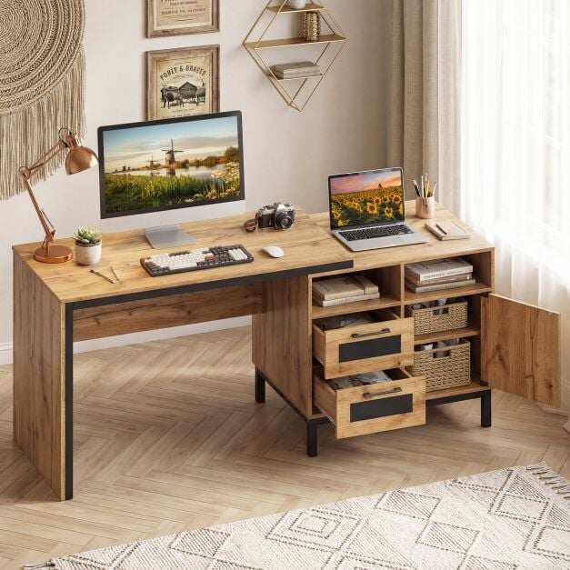 180 cm puidust juhilaud avatud sahtlitega – naturaalne