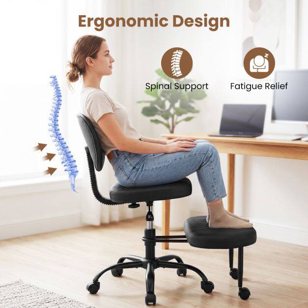 Ergonomic Cross Legged Office Chair with Height-Adjustable Seat – Black Ergonomic Cross Legged Office Chair with Height-Adjustable Seat – Black