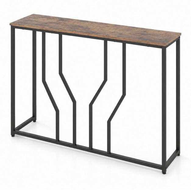 Kitsas metallist konsoollaud ümberminekuvastaste seadmetega, 110 x 30 x 80 cm, maalähedane pruun