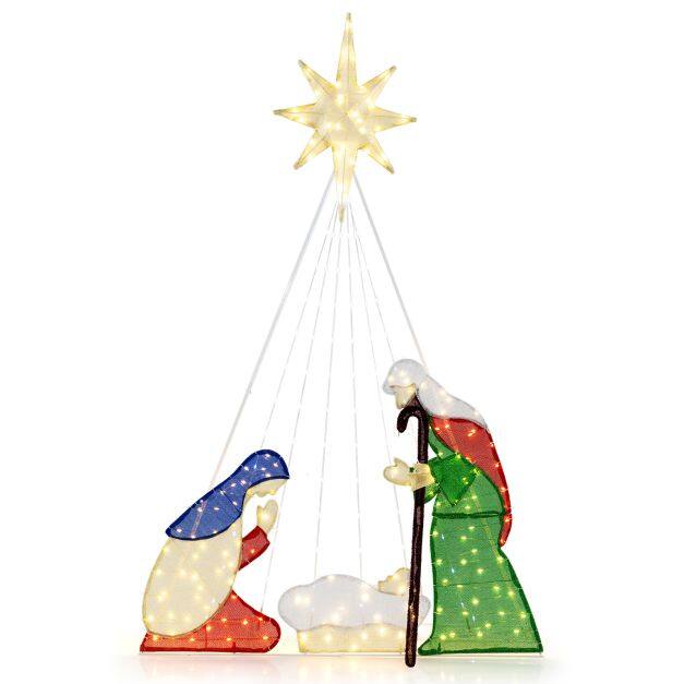 6 Feet Lighted Nativity Scene Holy Family Set Christmas Decoration 6 Feet Lighted Nativity Scene Holy Family Set Christmas Decoration