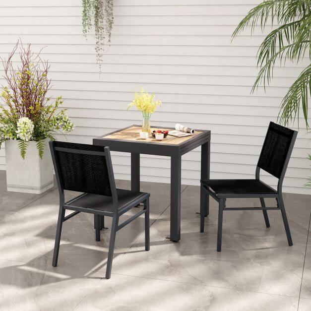 Patio Armless Chair with Breathable Seat and Backrest-4 pieces