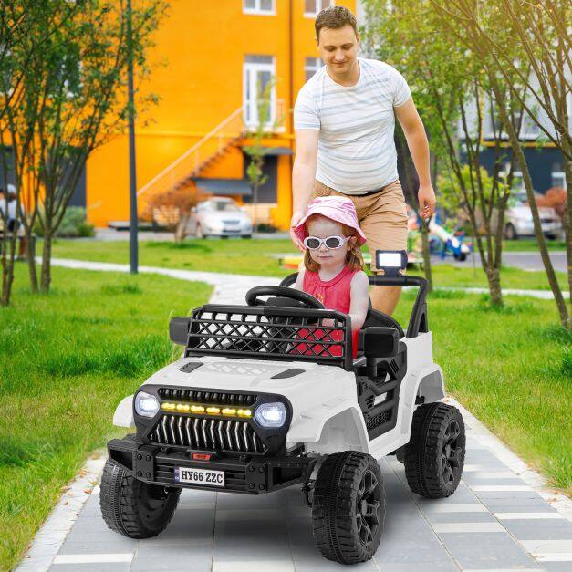 3 Speeds Battery Powered Kids Ride on Truck Car with Parental Remote-White 3 Speeds Battery Powered Kids Ride on Truck Car with Parental Remote-White