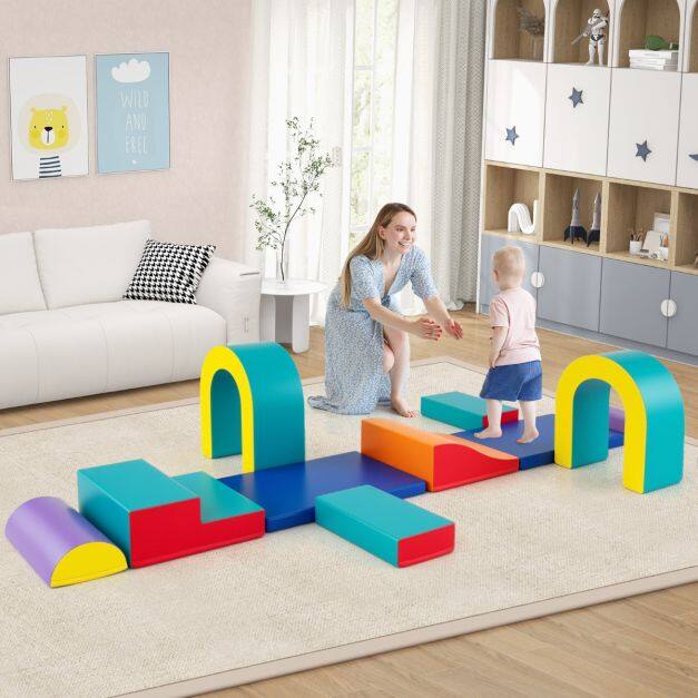 10-osalised vahtplastist ehitusklotsid, pehmed ehitusklotsid roomamiseks, ronimiseks, libisemiseks, hiiglaslikud ehitusklotsid, rohelised