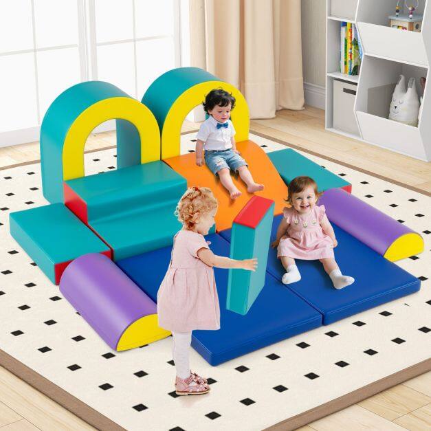 10-osalised vahtplastist ehitusklotsid, pehmed ehitusklotsid roomamiseks, ronimiseks, libisemiseks, hiiglaslikud ehitusklotsid, rohelised