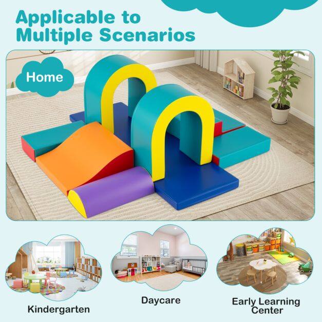 10-osalised vahtplastist ehitusklotsid, pehmed ehitusklotsid roomamiseks, ronimiseks, libisemiseks, hiiglaslikud ehitusklotsid, rohelised