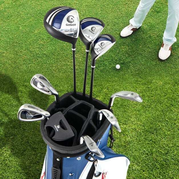 9-osaline algajate golfikeppide komplekt statiivikotiga, ergonoomiline disain, vastupidav metall