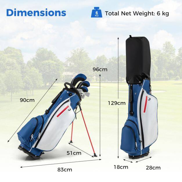 9-osaline algajate golfikeppide komplekt statiivikotiga, ergonoomiline disain, vastupidav metall