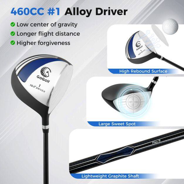 9-osaline algajate golfikeppide komplekt statiivikotiga, ergonoomiline disain, vastupidav metall