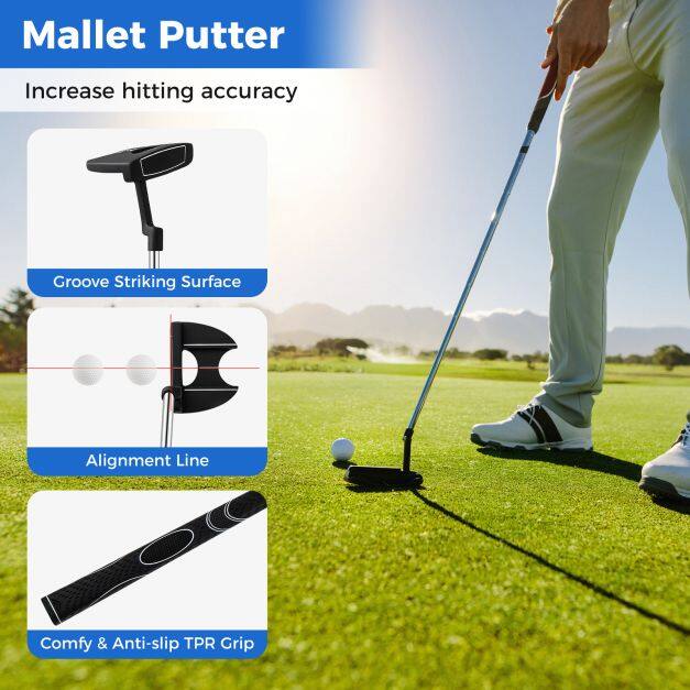 9-osaline algajate golfikeppide komplekt statiivikotiga, ergonoomiline disain, vastupidav metall