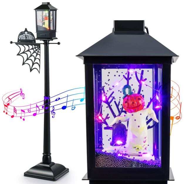 155 cm Halloweeni lambipost, heliaktiveeritud, mustade lumeefektidega - must