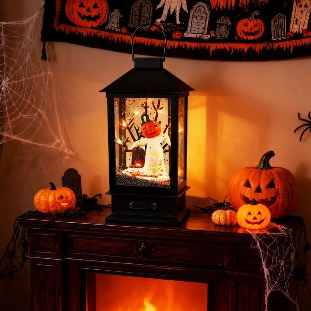 155 cm Halloweeni lambipost, heliaktiveeritud, mustade lumeefektidega - must