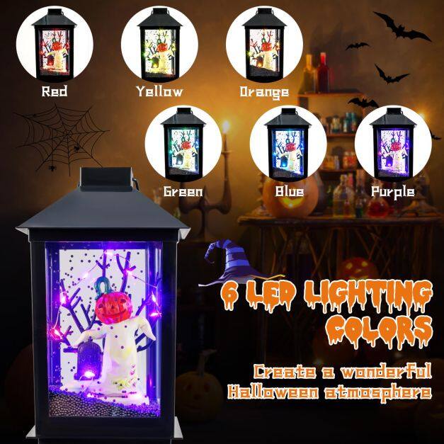 155 cm Halloweeni lambipost, heliaktiveeritud, mustade lumeefektidega - must