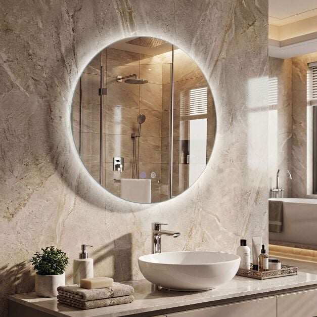 Dettaglio prodotto - Illuminazione e comandi touch specchio bagno