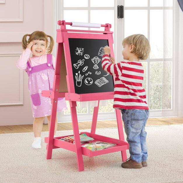 3-in-1 Double-sided Art Easel Foldable Easel for Kids-Pink 3-in-1 Double-sided Art Easel Foldable Easel for Kids-Pink