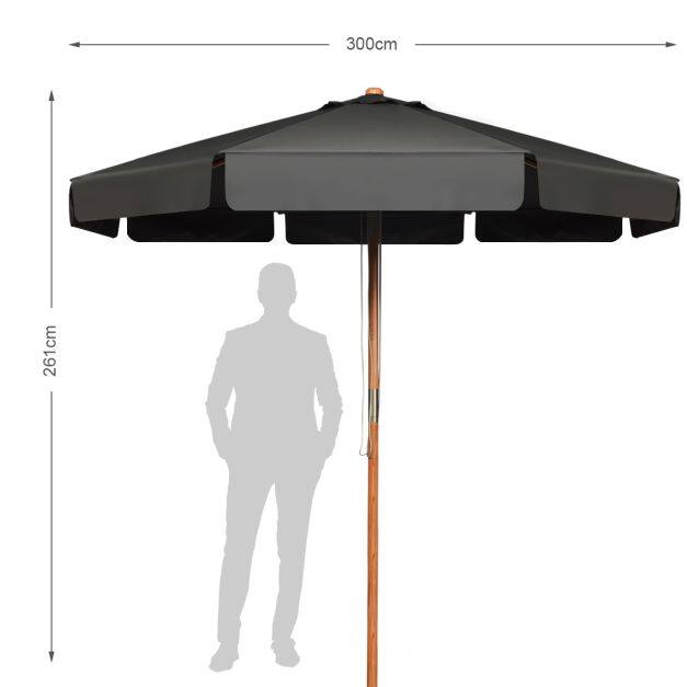 300 cm terrassilaua päikesevari reguleeritava kõrguse ja nurgaga - must
