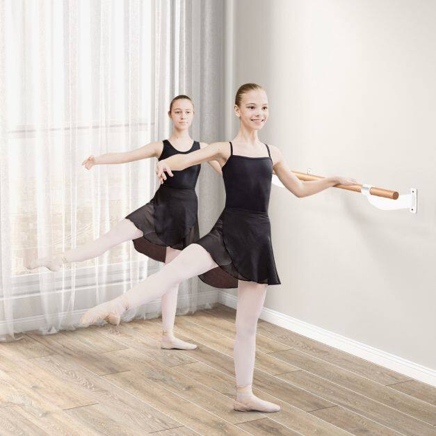 120 cm seinale kinnitatav pöögipuidust balletilatt - valge