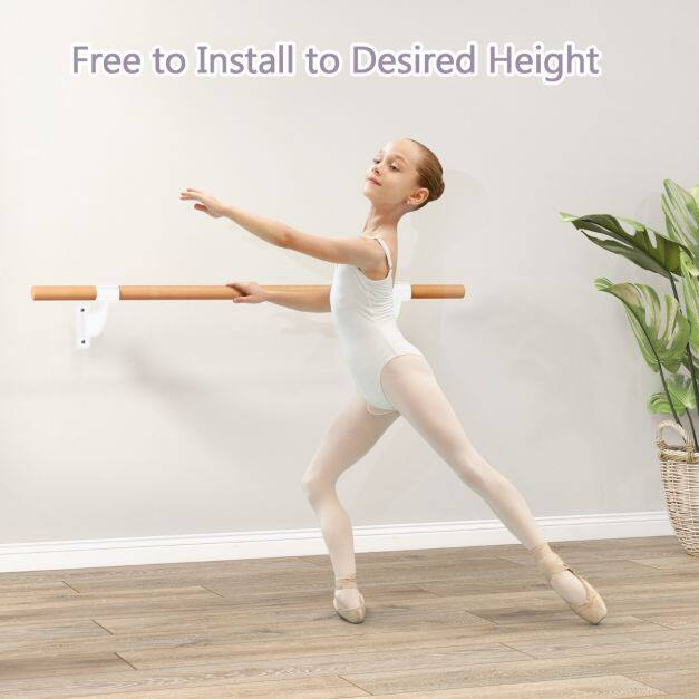 120 cm seinale kinnitatav pöögipuidust balletilatt - valge