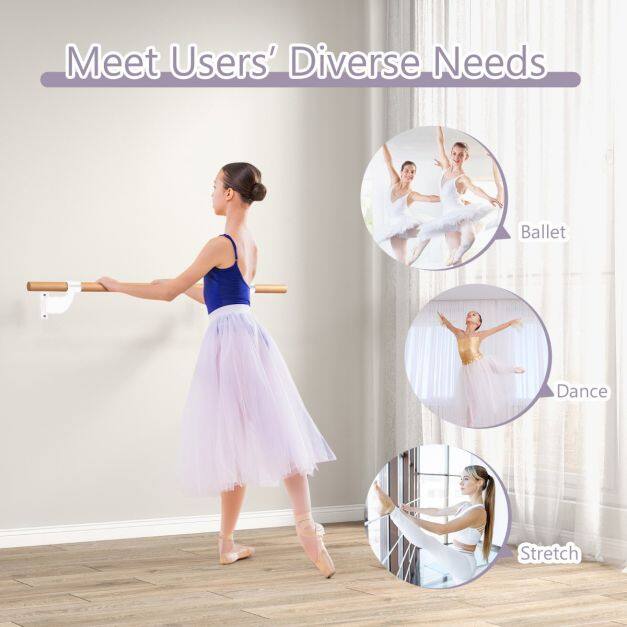 120 cm seinale kinnitatav pöögipuidust balletilatt - valge