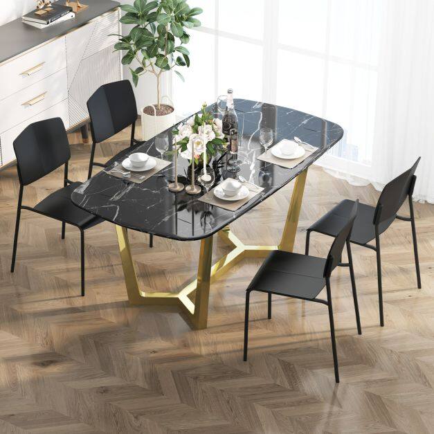 4 söögitooli komplekt, virnastatavad käetugedeta toolid seljatoega, must, 4 tk