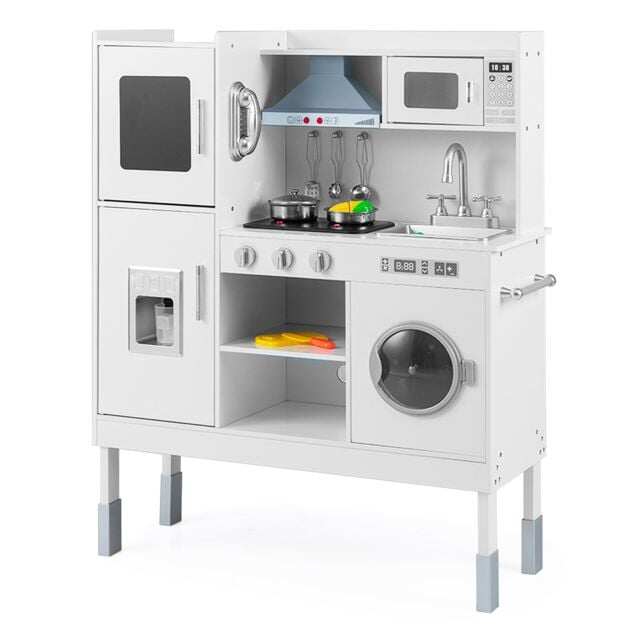 Costway Wooden children's kitchen with 16 play accessories for children aged 3 and up. 83 x 29 x 103 cm, white.