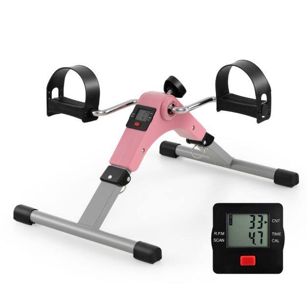 Costway Under Desk Exercise Bike Pedal Exerciser with LCD Display for Legs and Arms Workout-Pink Costway Under Desk Exercise Bike Pedal Exerciser with LCD Display for Legs and Arms Workout-Pink