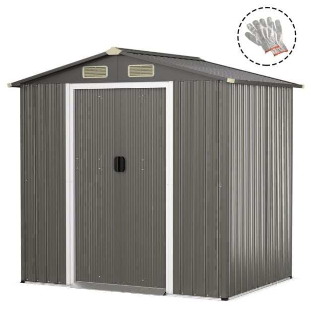 6 x 4 jalga (1,8 x 1,2 meetri) suurune metallist hoiukuur ventilatsiooniga lükandustega – helehall