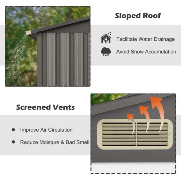 6 x 4 jalga (1,8 x 1,2 meetri) suurune metallist hoiukuur ventilatsiooniga lükandustega – helehall