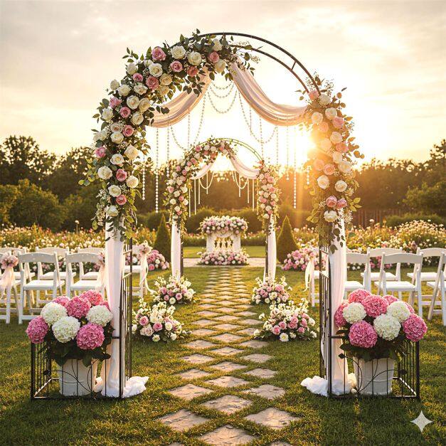 Metal Garden Arbor with Planter Boxes Arch Trellis with Ground Stakes for Climbing Plants Metal Garden Arbor with Planter Boxes Arch Trellis with Ground Stakes for Climbing Plants