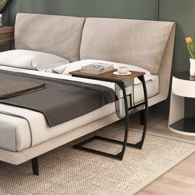 Side table with side pocket Industrial design laptop table C-shaped sofa table Coffee table