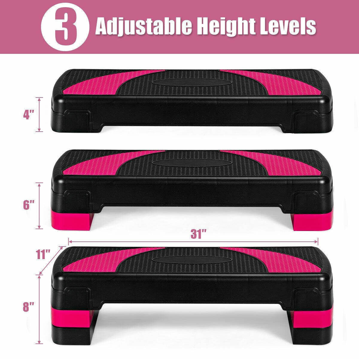 79 cm reguleeritav aeroobne astmelaud libisemiskindlate patjadega