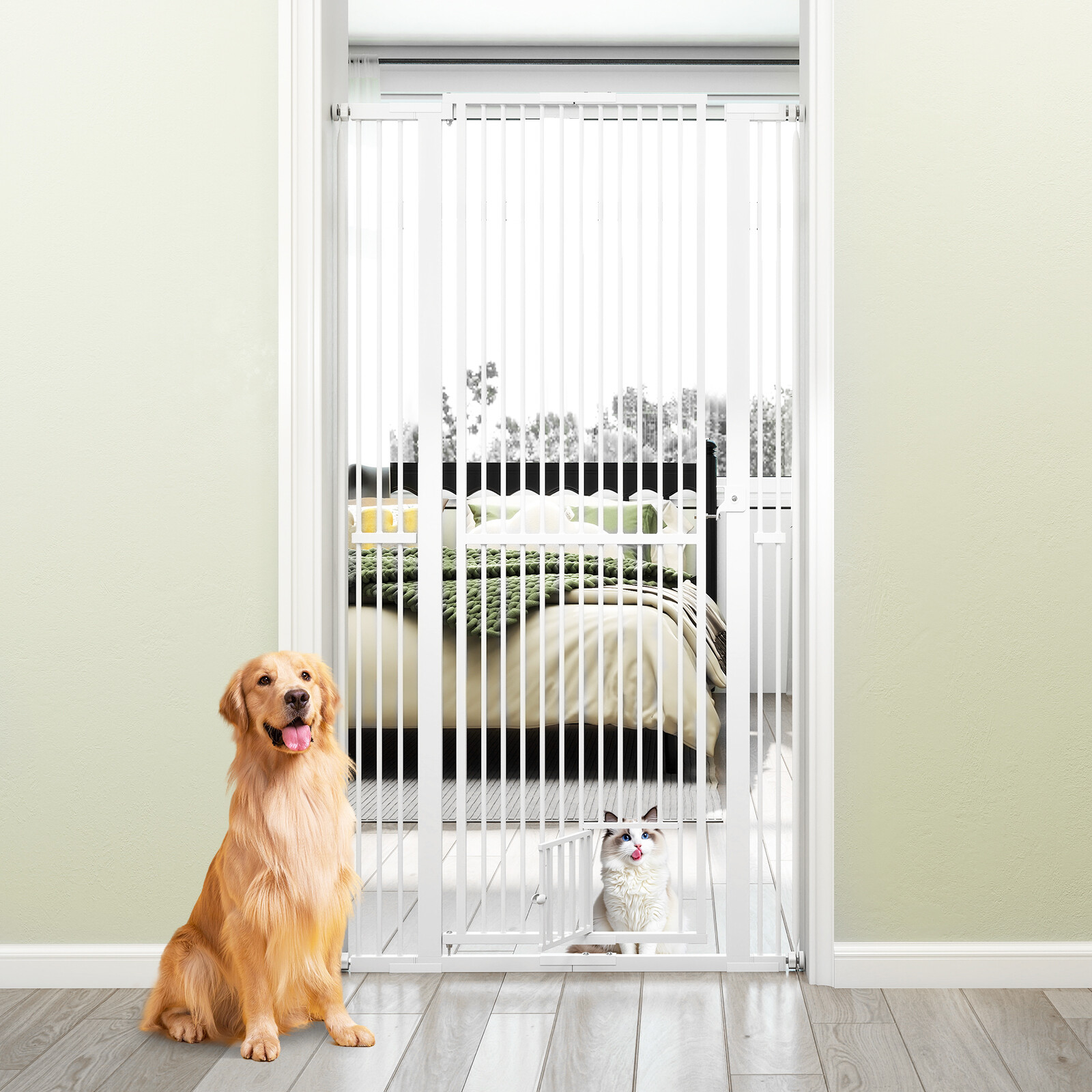 67.5″ Extra Tall Pet Gate Heavy-Duty Metal Cat Gate with 30.5″-41″ Wide Opening-White 67.5″ Extra Tall Pet Gate Heavy-Duty Metal Cat Gate with 30.5″-41″ Wide Opening-White