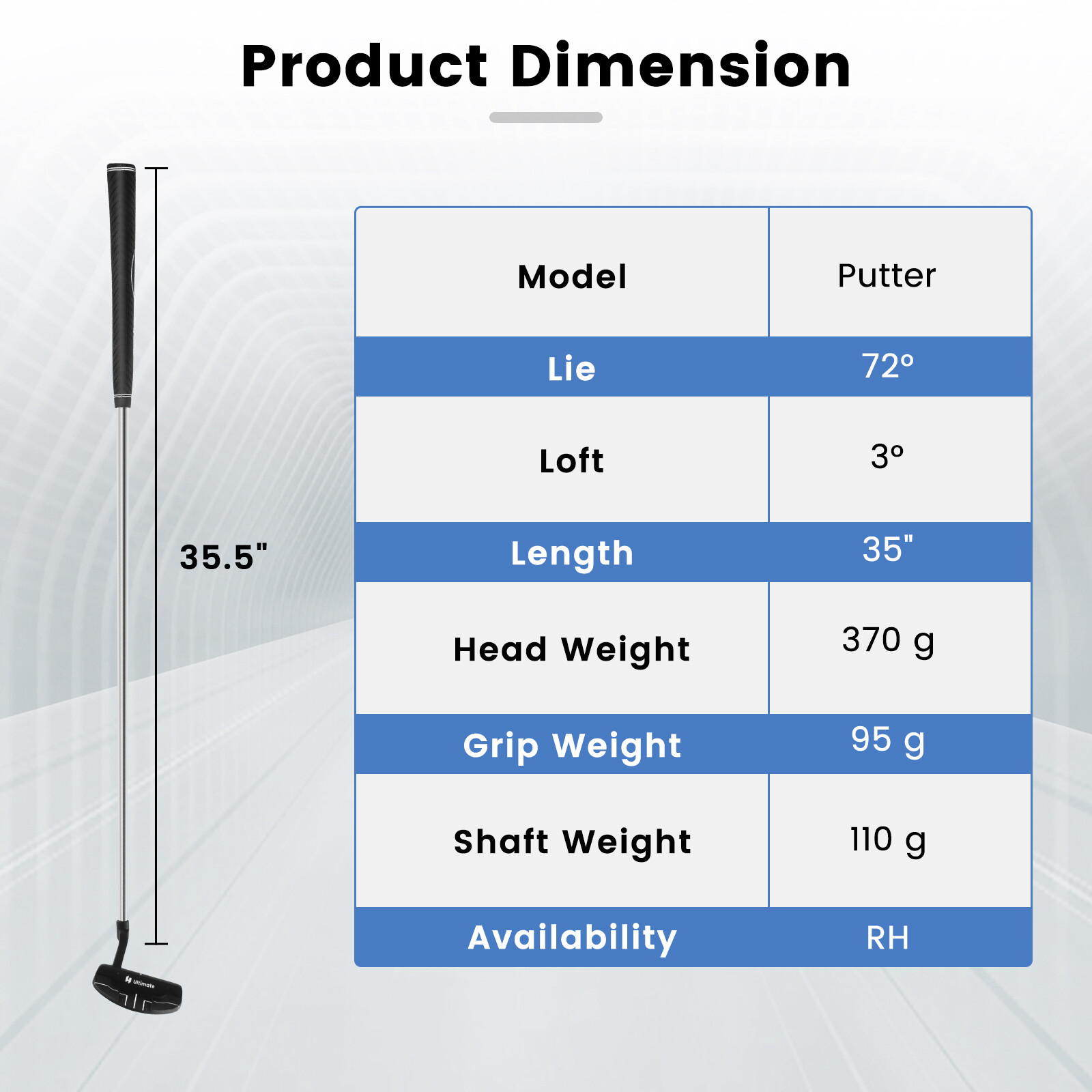 Golfi putter peakattega 89 cm Mallet stiilis putter paremakäelistele
