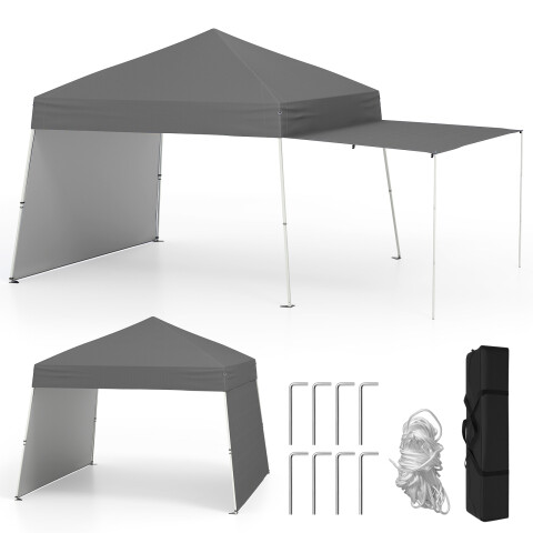 14 x 9,2 jala (4,5 x 2,7 m) hüpiktelk kahe teisendatava külgseinaga varikatuseks ja vaiadeks - hall