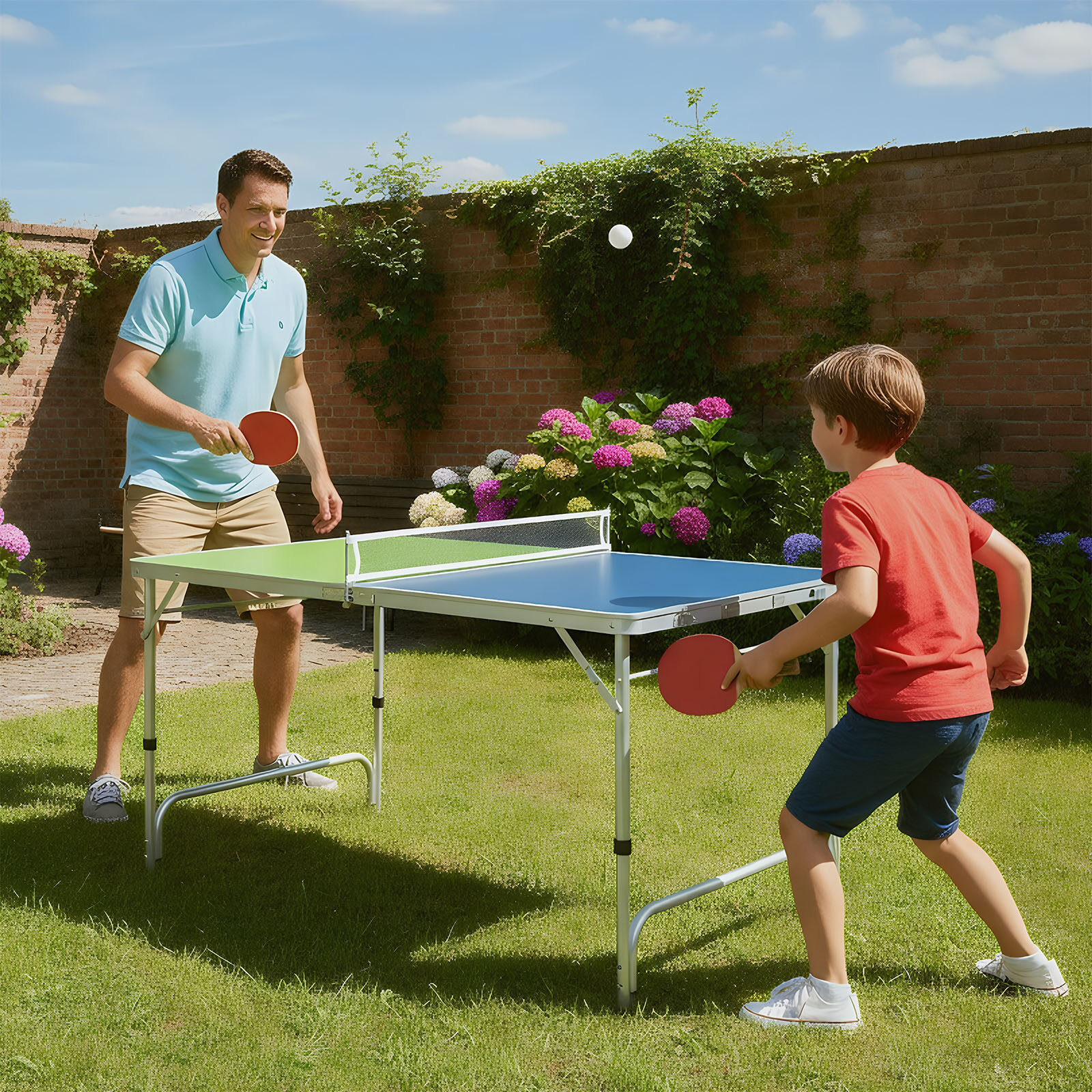 Kaasaskantav pingpongilaud, kokkupandav lauatenniselaud alumiiniumraamiga - roheline