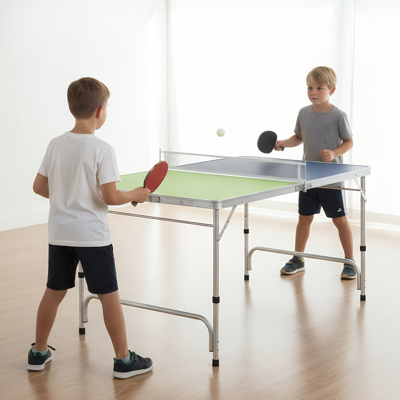 Kaasaskantav pingpongilaud, kokkupandav lauatenniselaud alumiiniumraamiga - roheline