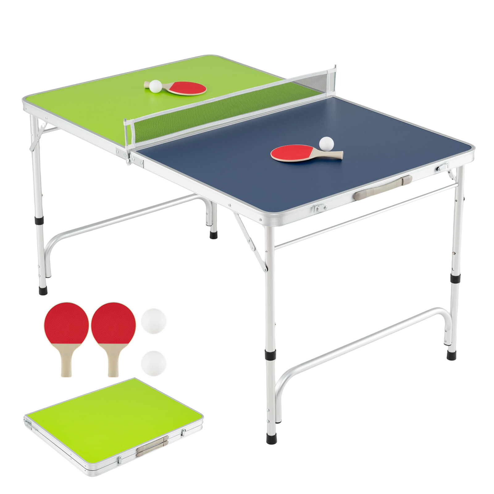 Kaasaskantav pingpongilaud, kokkupandav lauatenniselaud alumiiniumraamiga - roheline