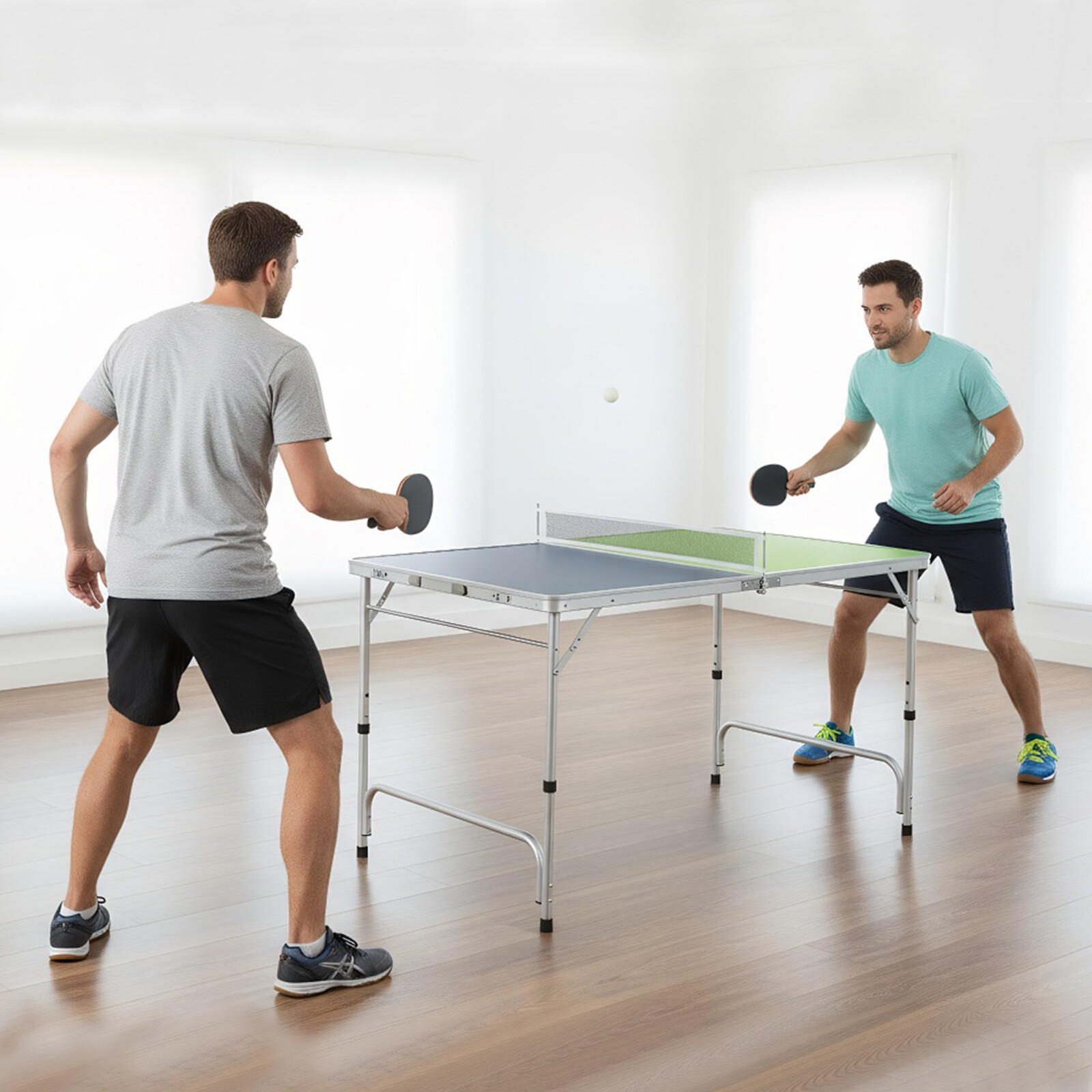 Kaasaskantav pingpongilaud, kokkupandav lauatenniselaud alumiiniumraamiga - roheline
