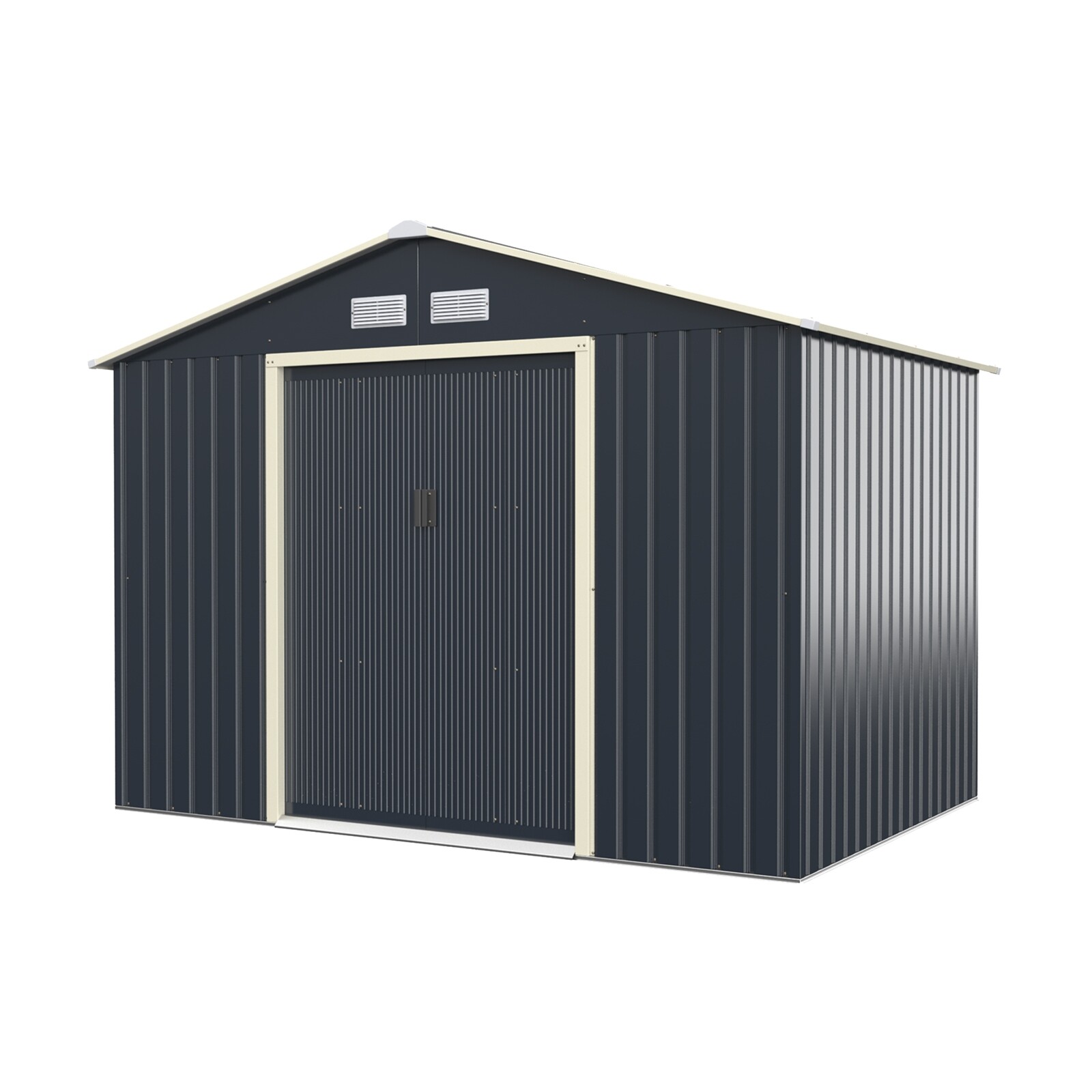 9 x 6 jala (2,7 x 1,8 m) metallist hoiukuur aia ja tööriistade jaoks - hall