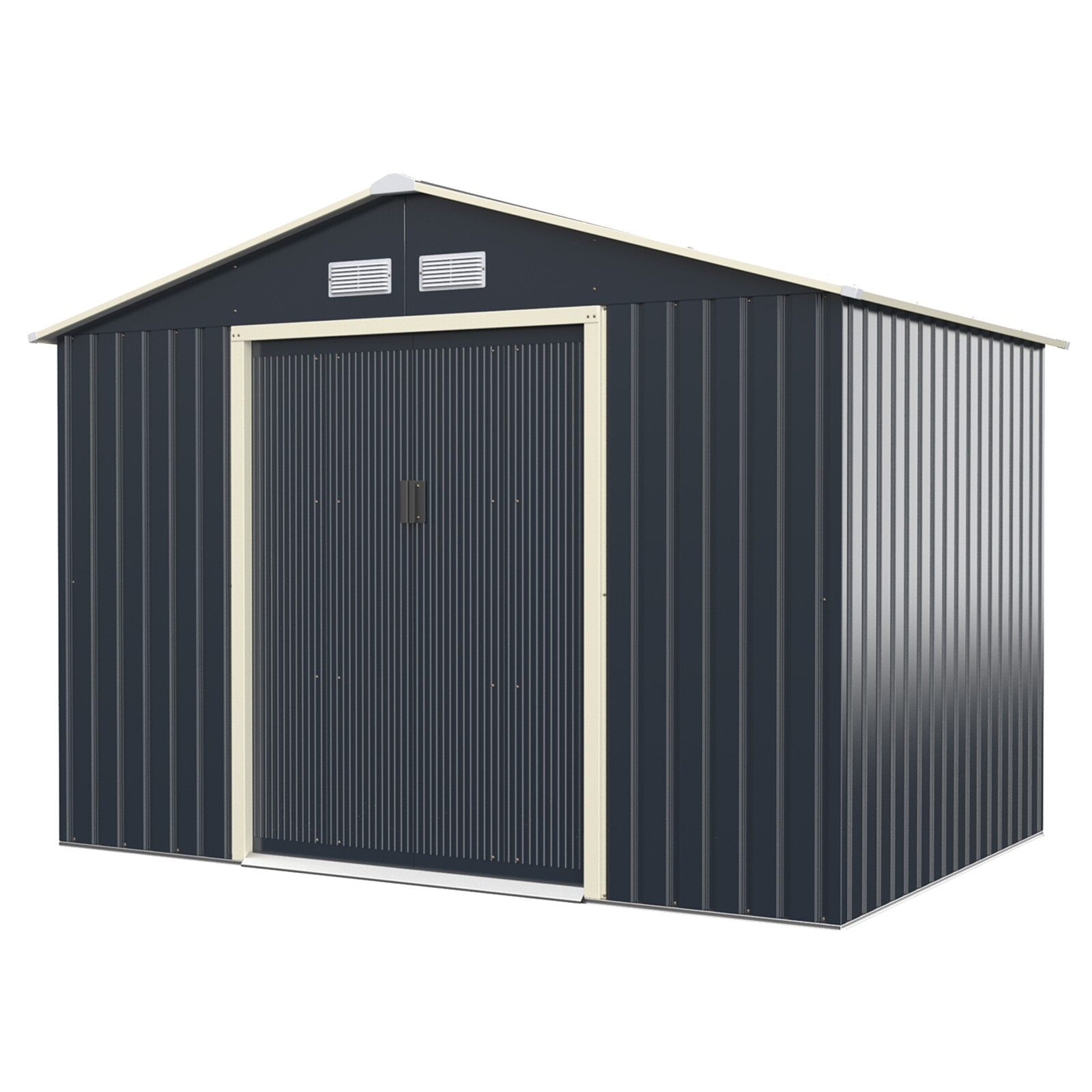9 x 6 jala (2,7 x 1,8 m) metallist hoiukuur aia ja tööriistade jaoks - hall