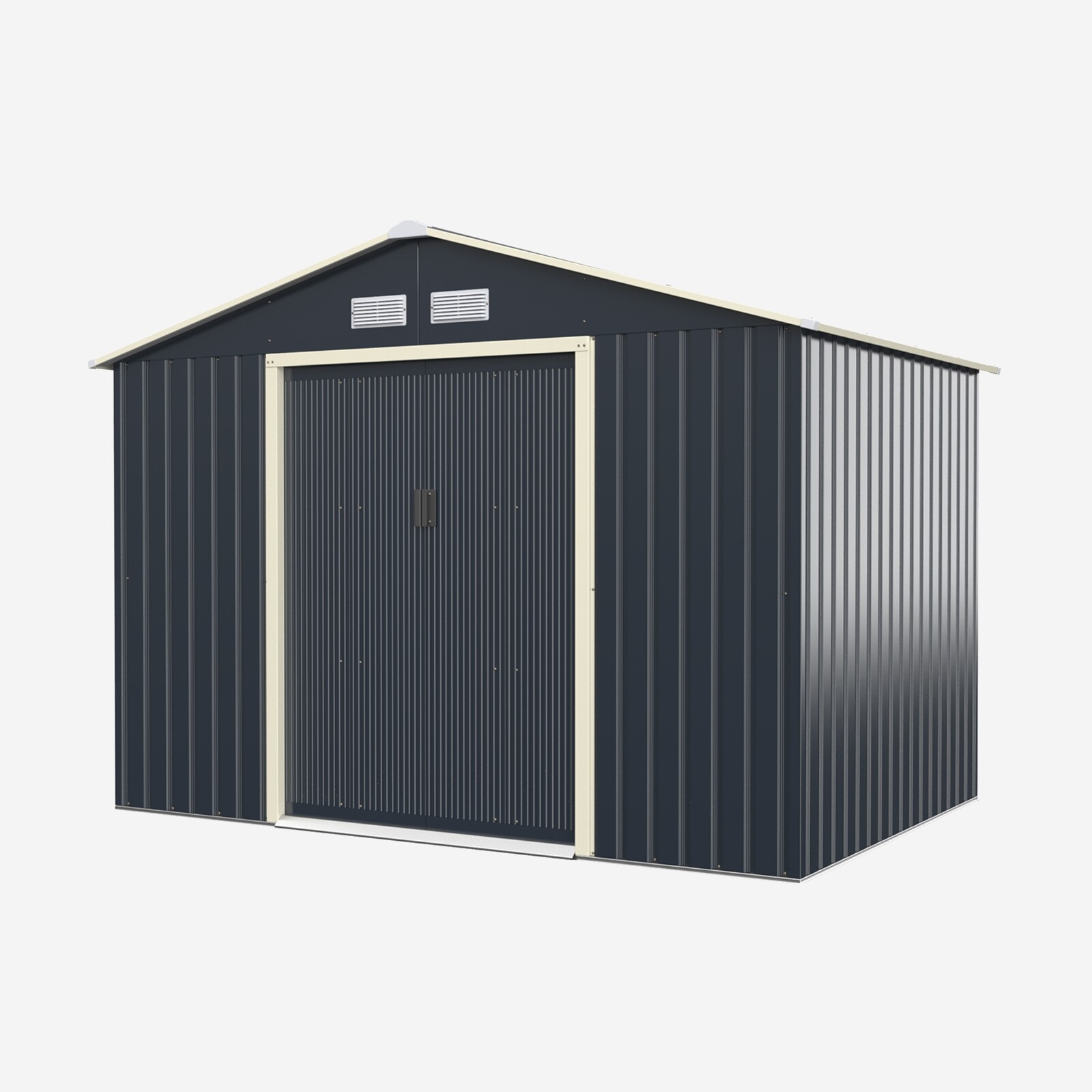 9 x 6 jala (2,7 x 1,8 m) metallist hoiukuur aia ja tööriistade jaoks - hall